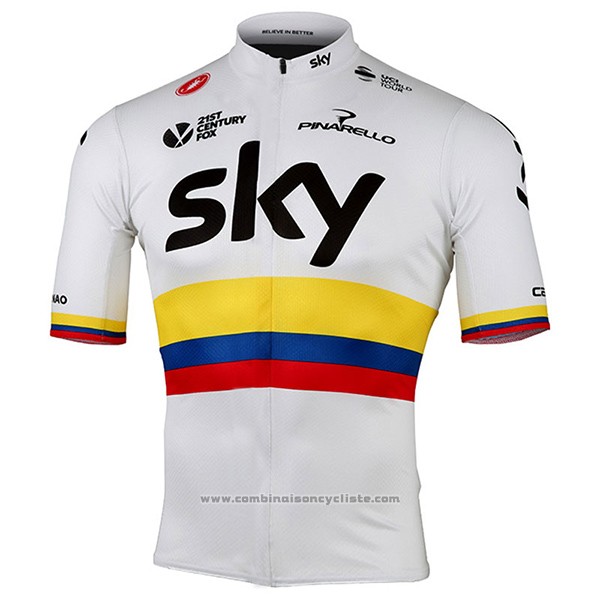 2017 Maillot Cyclisme Sky UCI Monde Champion Manches Courtes et Cuissard