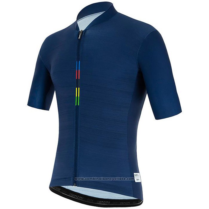 2020 Maillot Cyclisme UCI Profond Bleu Manches Courtes et Cuissard